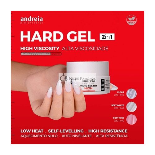 Andreia Professional Builder 2 in 1 Gel Medium Viscosity Clear 22g 0.78oz - Vegan for Nails