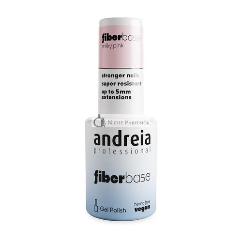 Andreia Professional Fiber Gel Base Coat for Nails High Viscosity Builder Enriched with Synthetic Fibers Vegan and Hema Free 10.5ml Milky Pink