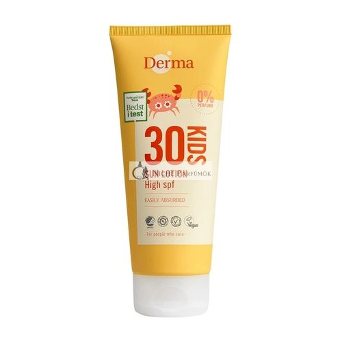 DERMA Sun Protection Lotion for Baby & Children SPF 30 Non-Greasy Waterproof Sun Cream Face & Body Fragrance-Free Hypoallergenic Sun Lotion for Sensitive Skin UVA-UVB Sunscreen 200ml