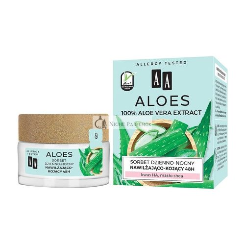 AA Aloes 100% Aloe Vera Extract Tag-Nachtsorbet 48h Moisturizer 50ml