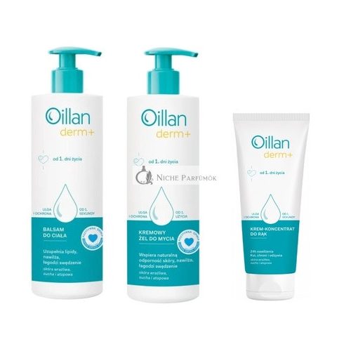 Oillan Derm Body Care Set - Body Balm 400ml, Cleansing Gel 400ml, Hand Cream Concentrate 75ml