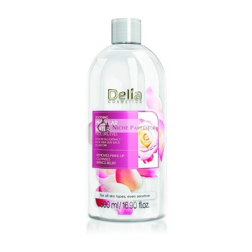 Delia Cosmetics Soothing Micellar Water Facial Cleanser with Rose Petal Extract and Allantoin 500ml