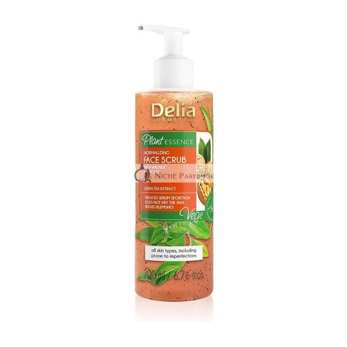 Delia Cosmetics Plant Essence Facial Scrub Removes Impurities Vegan Friendly Peeling Natural Ingredients All Skin Types Reduces Excess Sebum Eliminates Blemishes Moisturizes 200ml