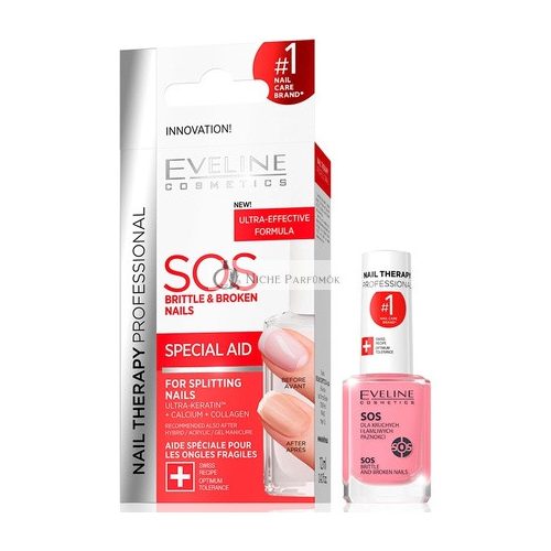 Eveline Cosmetics SOS Broken & Brittle Nail Therapy Professional 12ml Strengthening Hardening Conditioner with Calcium and Collagen