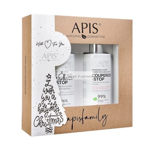 Apisset Christmas Set Rosacea-Stop Soothing Cleansing Gel 300ml And Couperose-Stop Toner For Capillary Skin 300ml