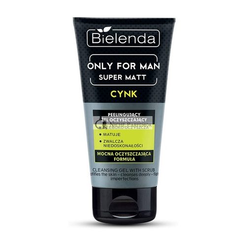 Bielenda Only for Men Super Mat Cleansing Peeling Face Scrub Gel 150ml - Deeply Cleanses Refreshes and Exfoliates