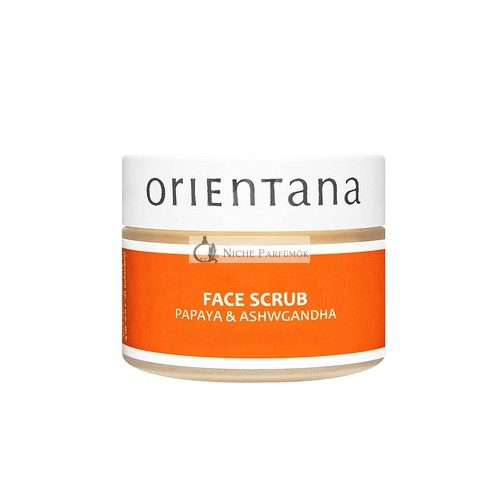 Orientana Papaya and Indian Ginseng Face Scrub 50g - Natural Vegan Anti-Aging Acne and Pimple Treatment for Women with Dry and Normal Skin