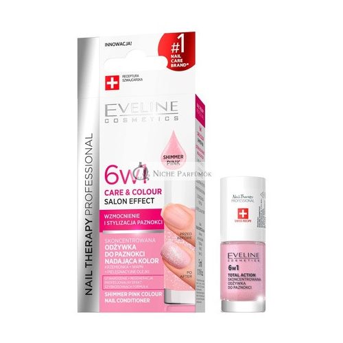 EVELINE Nail Therapy KRISTALLKLAR 6in1 Shimmer Pink