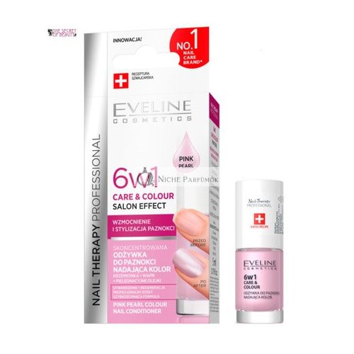 Eveline 6 in 1 Care & Colour Pink Pearl Nail Conditioner 5ml Salon Effect