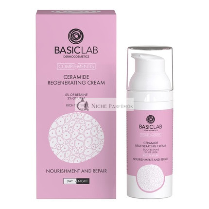 BasicLab Dermocosmetics Ceramide Rich Building Cream 50ml for Men and Women Day and Night Intensively Nourishes and Protects the Skin Leaves a Protective Film for All Skin Types