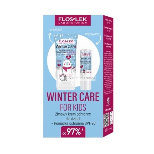 Floslek Laboratorium Winter Care For Kids Winter Set - Protective Cream For Children 50 Ml And Protective Lip Balm Spf 20 4 G