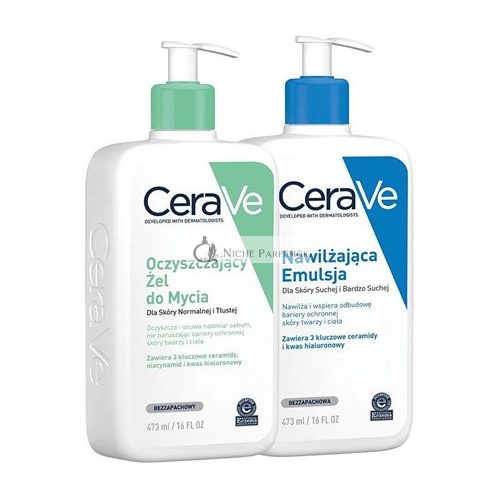 Cerave Set Of Cleansing Washing Gel And Moisturizing Emulsion - 2 X 473 Ml