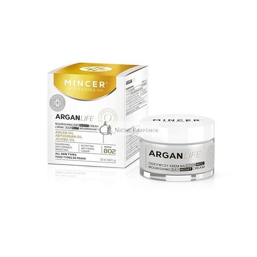 Mincer Pharma Argan Life 50+ Nourishing Anti-Wrinkle Smoothing Cream for Day and Night for All Skin Types with Argan Oil, Abyssinian Oil and Jojoba Oil 50ml