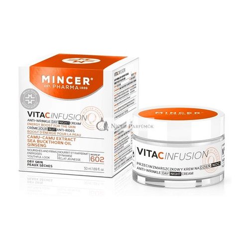 Mincer Pharma Vita C Infusion Anti Wrinkle Day Cream for Dry Skin with Camu-Camu Extract, Sea Buckthorn Oil and Ginseng 50ml