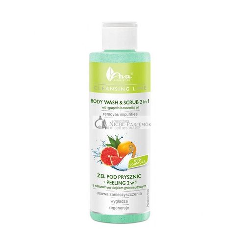 Ava Laboratorium Face Wash Scrub Shower Gel With Scrub 2 In 1 Grapefruit 200ml