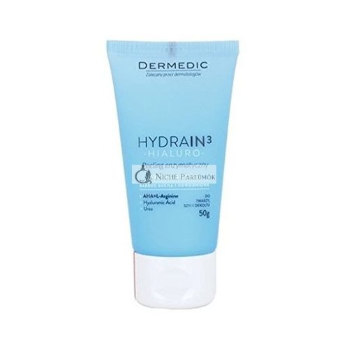 Dermedic Hydrain3 Hialuro Enzymatic Peeling 50g - Recommended for Gentle Cleansing of Sensitive and Dry Skin - Hypoallergenic