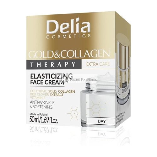 Delia Cosmetics Gold & Collagen Elasticizing Day Cream Anti-Wrinkle Softening with Colloidal Gold Red Clover Extract and Vitamin E 50ml