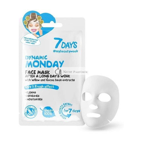 7DAYS Face Mask Beauty Firming and Hydrating Sheet Mask with Shea Butter, Argan Oil, Hyaluronic Acid and Cocoa Beans 33g - Monday