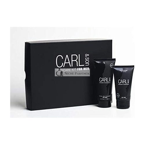 CARL&SON Facial Care Set for Men with Gel Cleanser 100ml and Face Scrub 75ml - Anti-Aging Vegan Cleansing and Peeling for All Skin Types