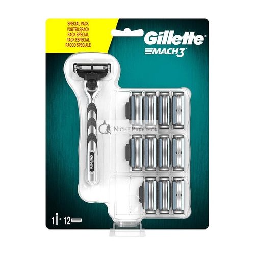 Gillette Mach3 Razor for Men with Lubricated Strips and 12 Refill Blades