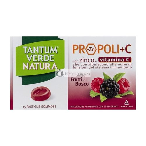 Angelini Tantum Verde Natura Propoli+C Berry Flavored Supplement 15 Tablets