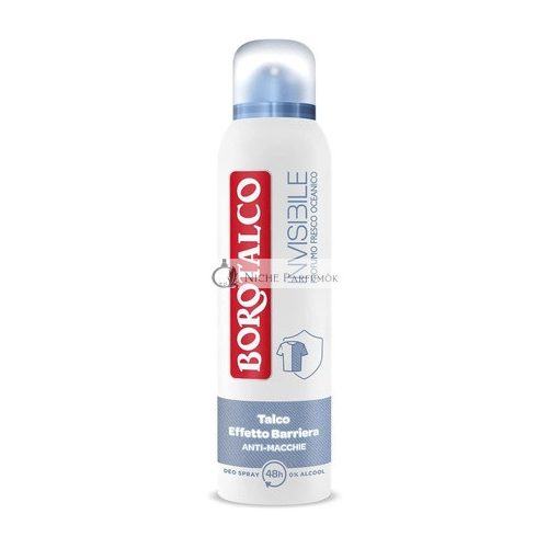 Borotalco Blue Invisible Spray Deodorant Formula without Alcohol with Talc Barrier Effect 150ml