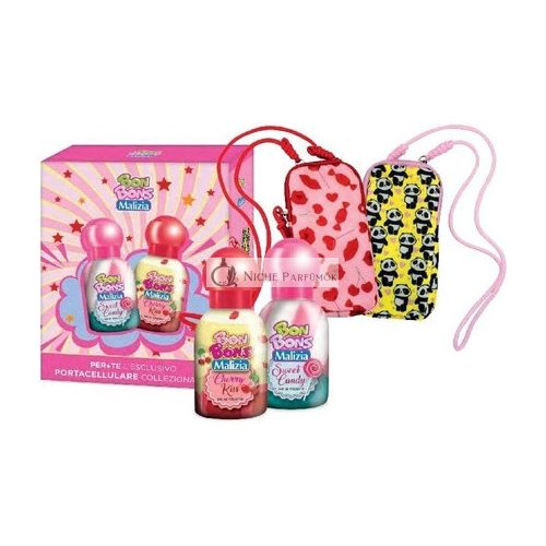 Bon Bons Malica Set of 2 Sweet Candy and Cherry Kiss Fragrances with Cell Phone Holder