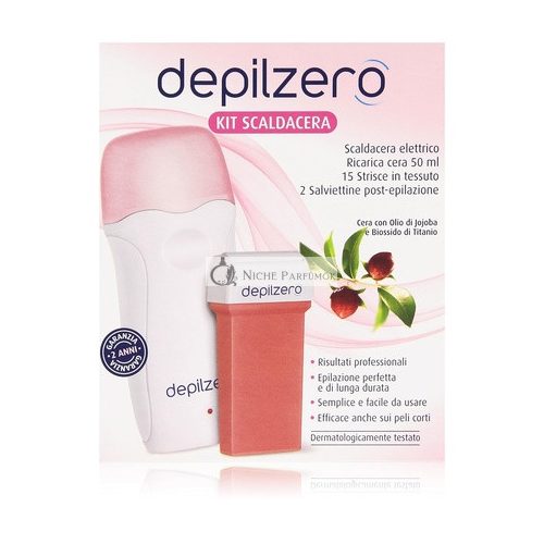 Depilzero Wax Heater Kit with Refill, Depilatory Strips, and Wipes