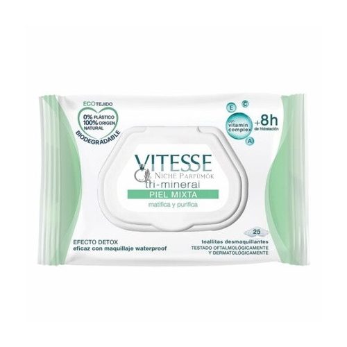 Vitesse Tri-Mineral Mixed Skin Makeup Remover Wipes 25 Units