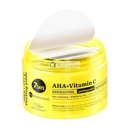 7Days Skincare Exfoliating Pads Face Care Cleanser with Glycolic Acid, AHA and Vitamin C Pigmentation Treatment Exfoliator Vit C 1 count