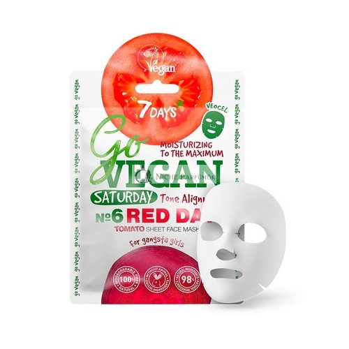 Vegan Face Sheet Mask Beauty Tomato Beetroot Laminaria Ginger Extract Organic Natural Ingredients For All Skin Types 25g