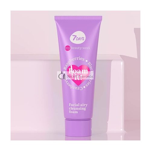 7DAYS Facial Foaming Cleanser for All Skin Types Hydrating Cleansing Foam with Raspberry Blackberry Blueberry Cranberry and Blackcurrant Extracts 80ml