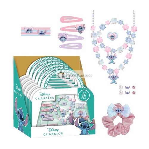 Stitch Children's Beauty Set Multicoloured with 6 Scrunchies, 1 Fabric Scrunchie, 4 Hair Clips, 2 Necklaces, Ring and Stickers