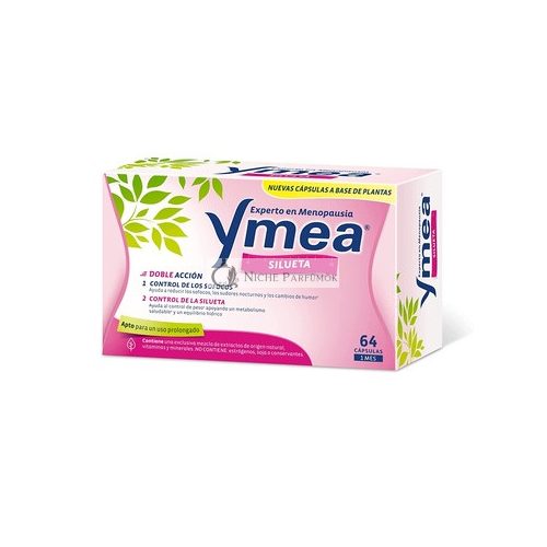 Ymea Silueta Menopause Treatment Double Action Hot Flush Control and Silhouette Control Suitable for Prolonged Use No Estrogens, Soy or Preservatives 64 Capsules