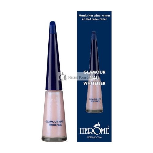 Herome Glamour Nail Whitener - Covers Yellow Stains - Brightens Nails and Gives Them a Gorgeous Soft-Pink Pearly Shine 10ml