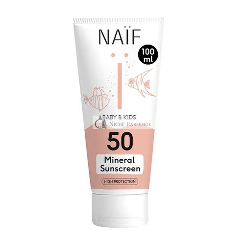 Naïf Mineral Sunscreen SPF50 for Babies & Children Cream 100ML - Direct UVA and UVB Protection Water Resistant Dermatologically Tested Environmentally Friendly Coral Safe