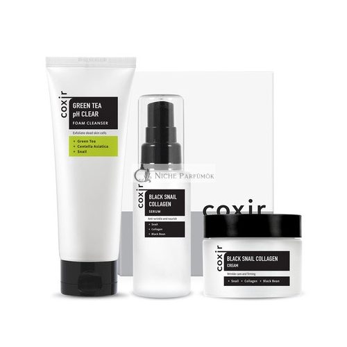 [coxir] Black Snail Gift Set Foam Cleanser Serum Cream Black Rice Bean Sesame Snail Mucin Collagen Peptide Repairing Firming Korean Skin Care