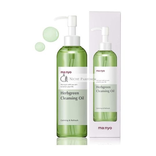 [ma:nyo] Herb Green Cleansing Oil 6.7 fl oz/200ml - Non Irritating Formula for Oily Skin Deep Cleansing with Vitamin E Olive Oil Tea Tree with Zero Chemicals