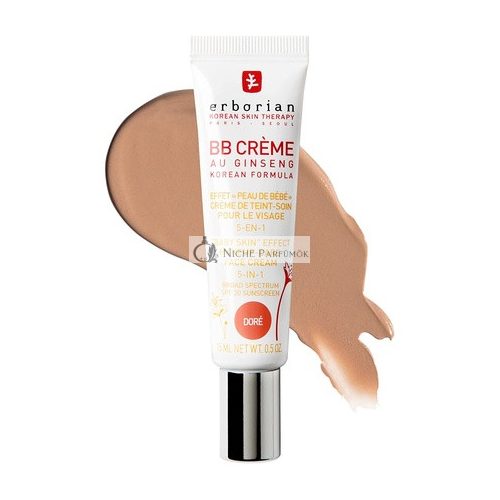 Erborian BB Cream with Ginseng Complexion Cream 5-in-1 Korean Cosmetic Treatment SPF 20 Gold 15ml