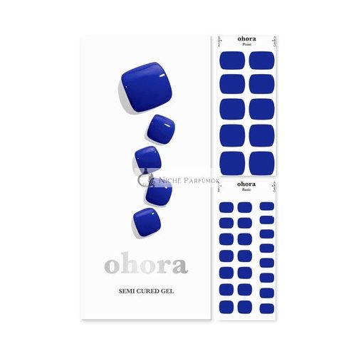 ohora Semi Cured Gel Pedi Strips Cobalt Blue - Salon-Quality Long Lasting Easy to Apply & Remove Includes 2 Prep Pads Pedi File & Wooden Stick