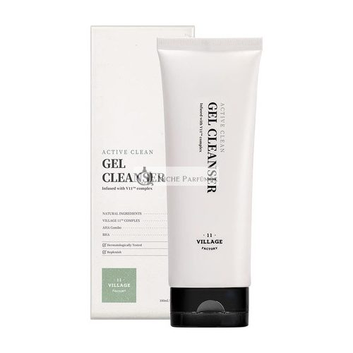 VILLAGE 11 FACTORY Active Clean Gel Cleanser 100ml AHA BHA for Oily and Acne-Prone Skin pH 5.5