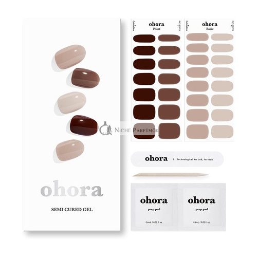 ohora Semi Cured Gel Nail Strips N Roasting - Works with Any Nail Lamps Salon-Quality Long Lasting Easy to Apply & Remove - Includes 2 Prep Pads Nail File & Wooden Stick