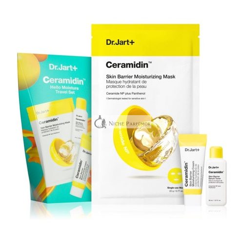 Dr Jart Ceramidin Hello Moisture Travel Set with Moisturising Cream 7ml, Toning Serum 15ml, and Skin Barrier Moisturising Mask 22g