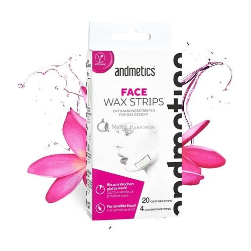 Andmetics FACE Wax Strips Cold Wax Hair Removal Strips for The Face 20 Strips